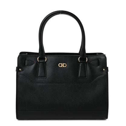 Salvatore Ferragamo Hammered Calfskin Briana Tote Black 1 of 10