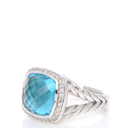 David Yurman Sterling Silver Diamond Blue Topaz 11mm Albion Ring 55 7.25 3 of 5