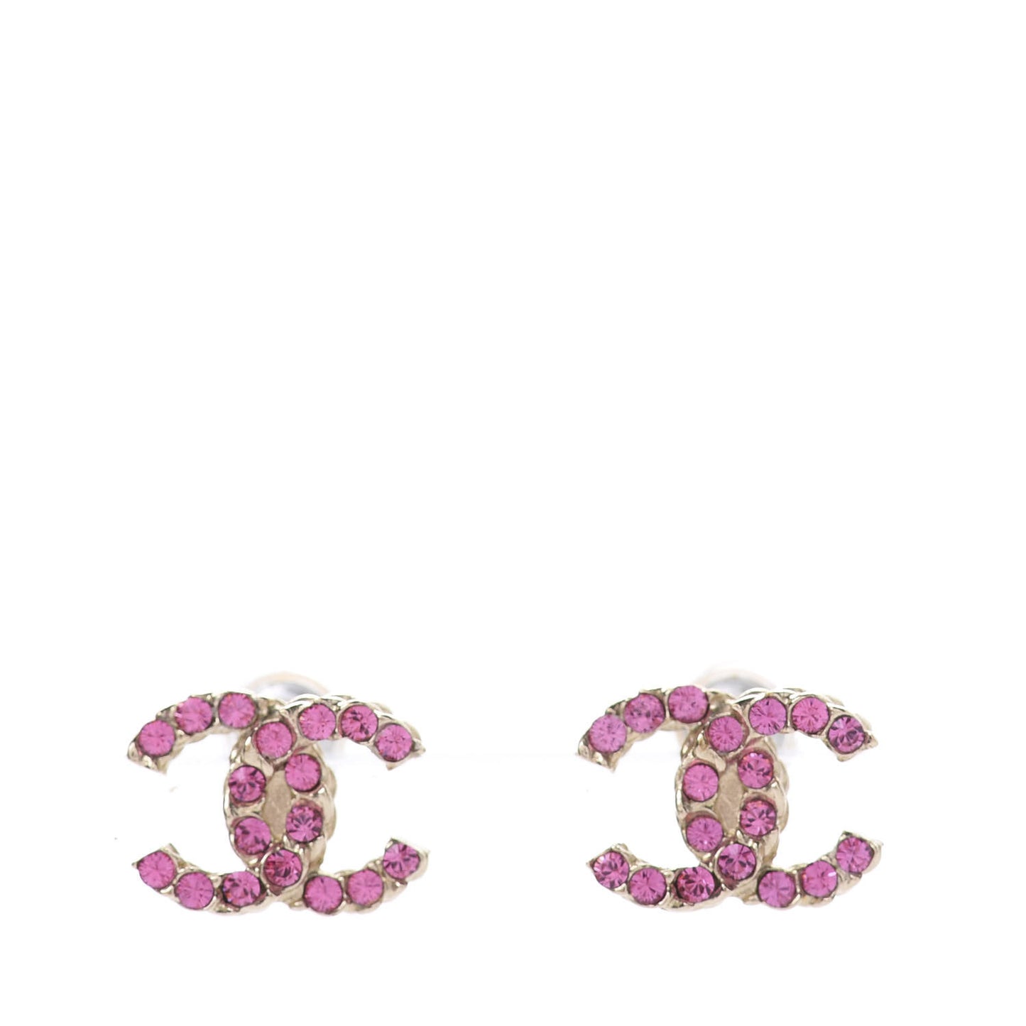Crystal CC Earrings Gold Pink