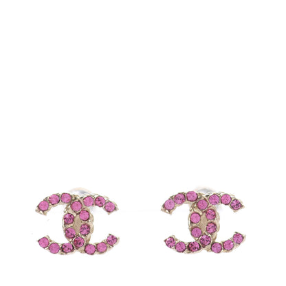 Chanel Crystal CC Earrings Gold Pink 1 of 5