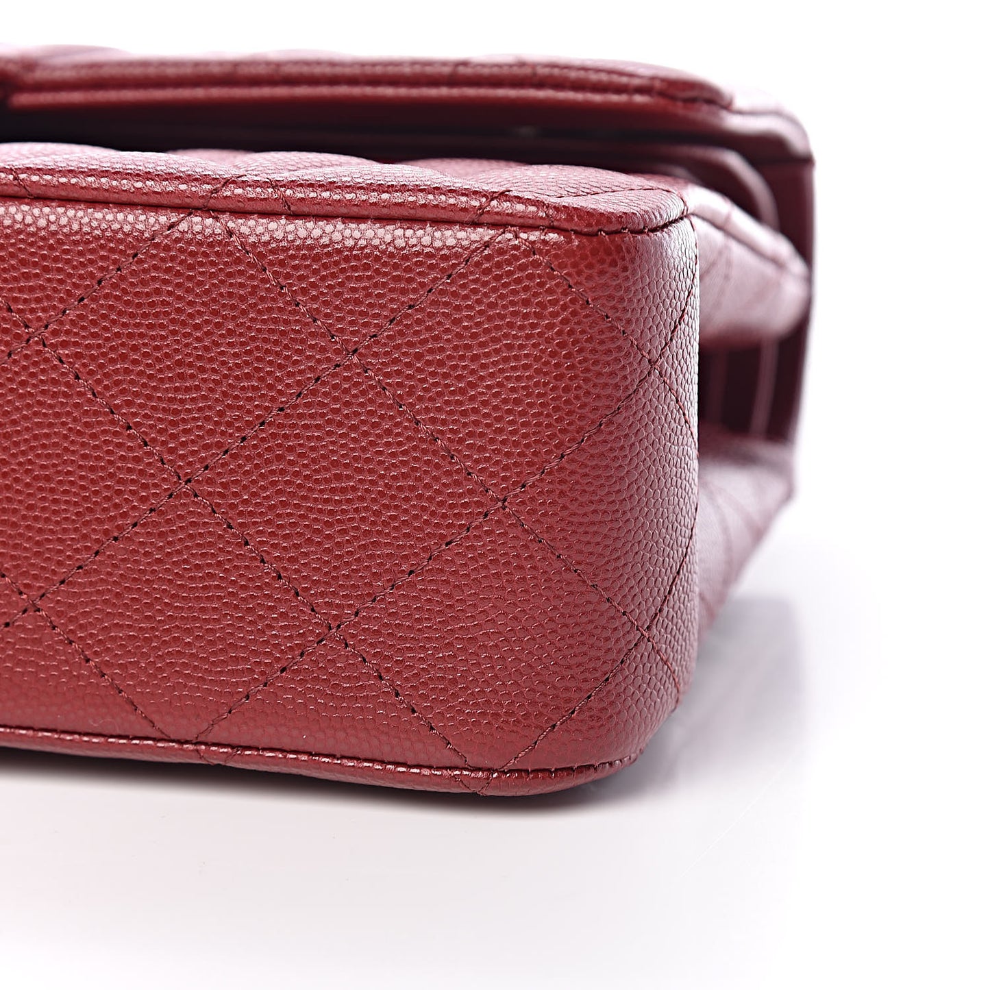 Caviar Quilted Medium Double Flap Dark Red