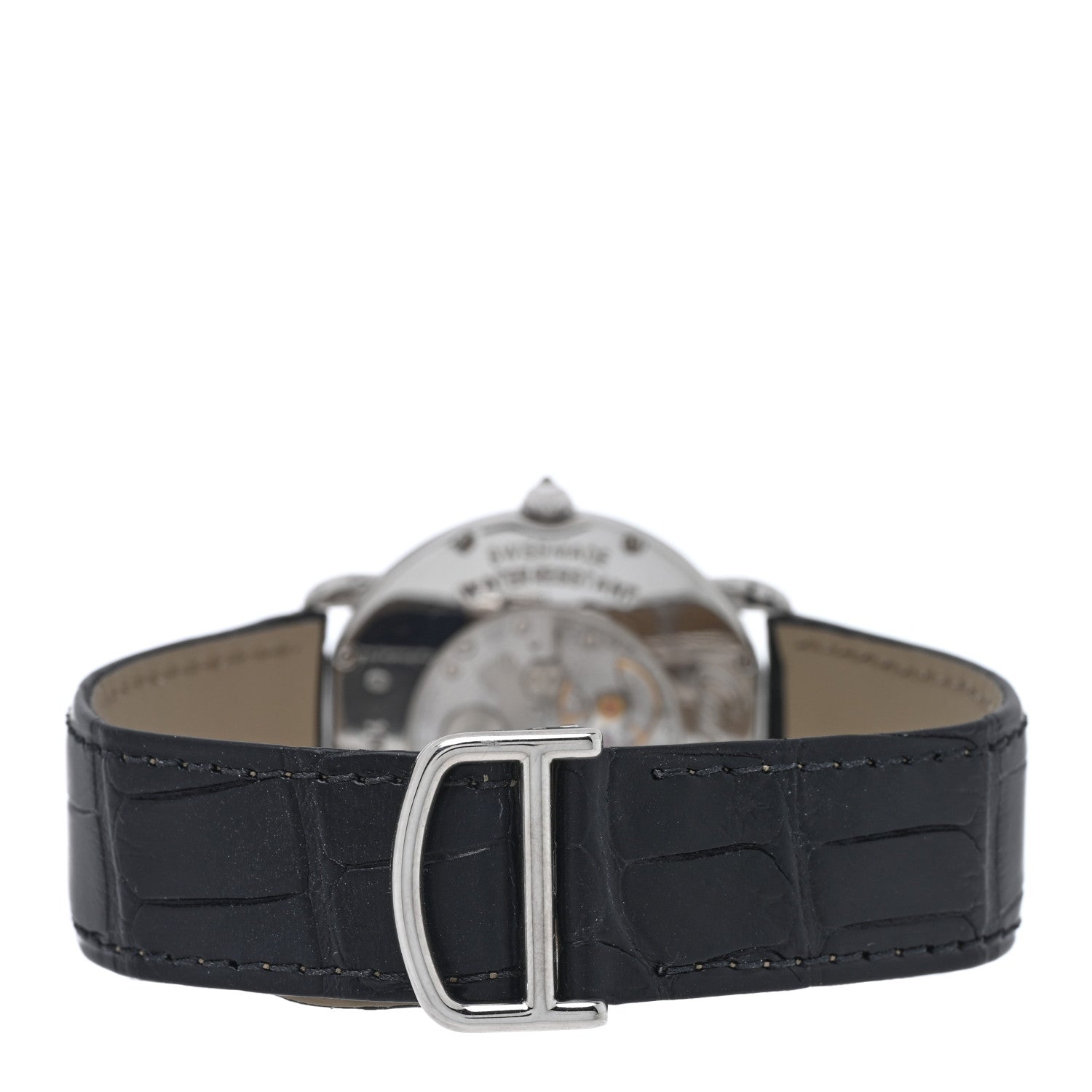 Cartier 18K White Gold Alligator Diamond Bezel 36mm Ronde Louis Manual Winding Watch 3 of 4