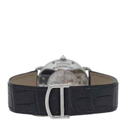 Cartier 18K White Gold Alligator Diamond Bezel 36mm Ronde Louis Manual Winding Watch 3 of 4