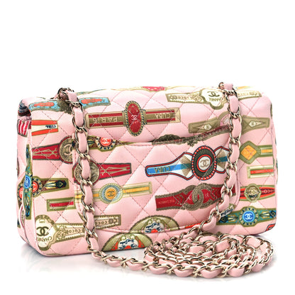 Chanel Satin Paris Cuba Cigare Print Mini Flap Pink 2 of 8