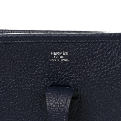 Hermes Taurillon Clemence Quadrille Evelyne III PM Bleu Nuit Bleu Saphir Anemone Capucine 6 of 12