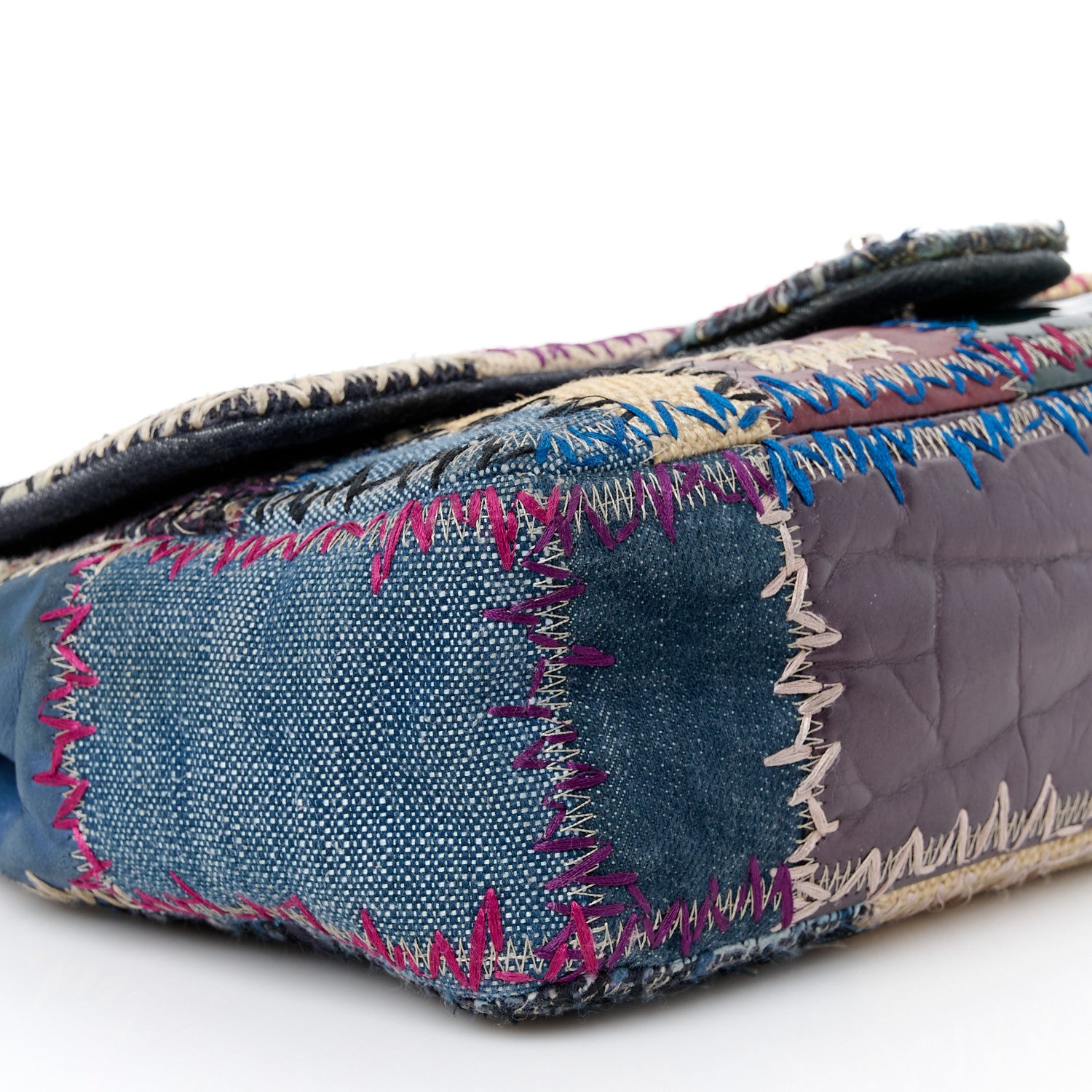 Chanel Denim Tweed Patchwork Jumbo Single Flap Multicolor 10 of 12