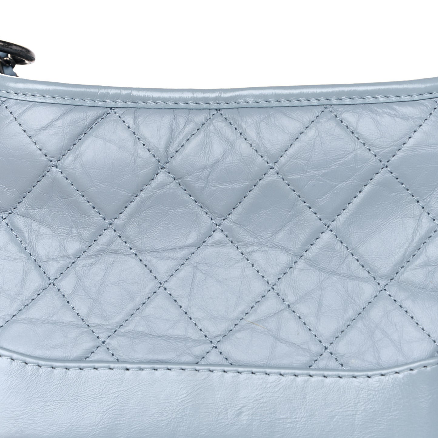 Aged Calfskin Quilted Small Gabrielle Hobo Light Blue