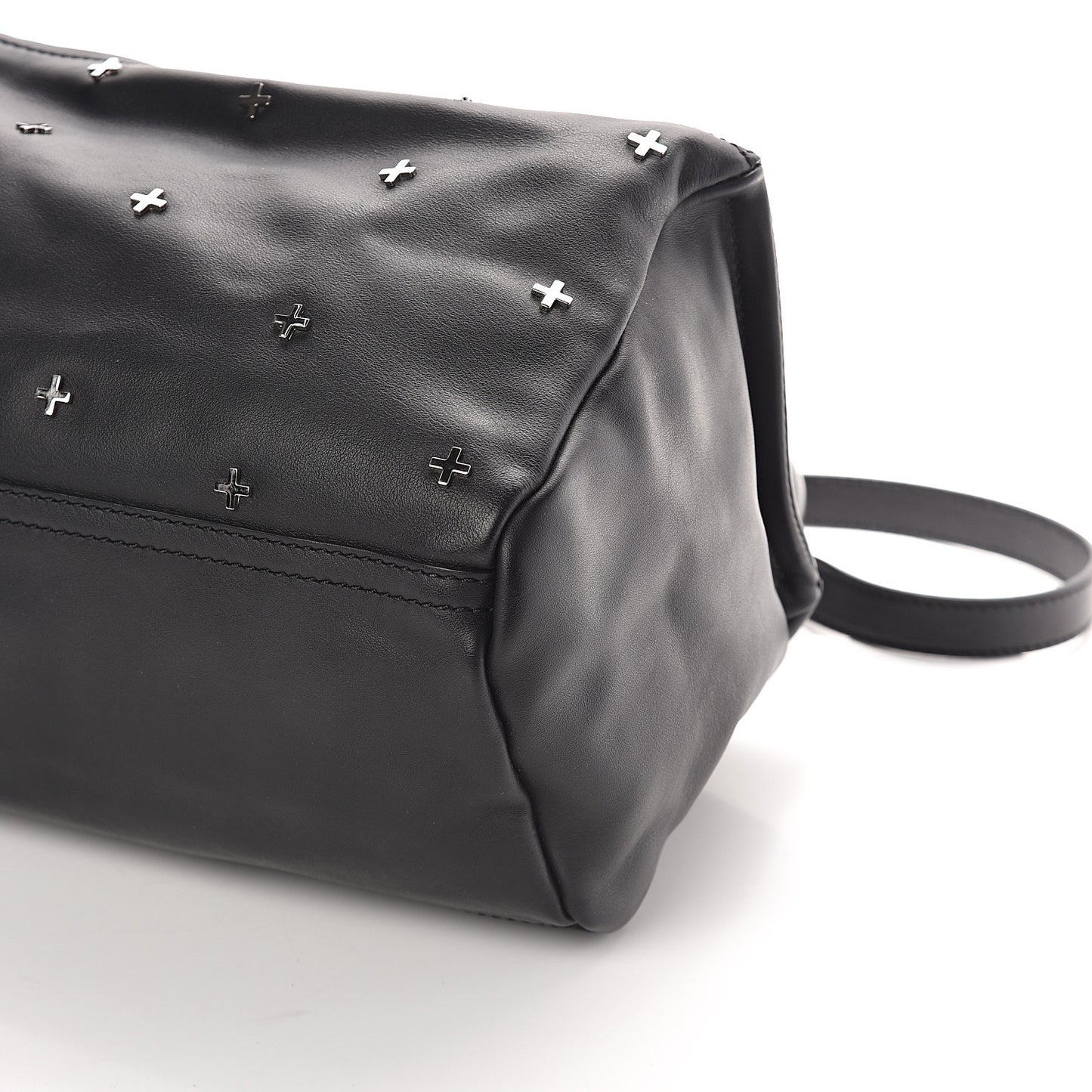 Calfskin Cross Embellished Small Pandora Black