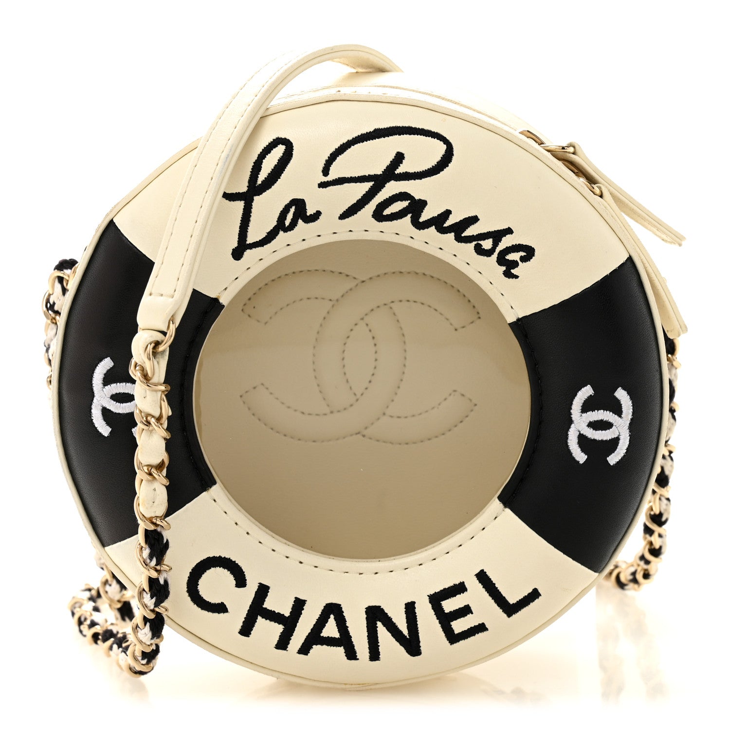 Chanel Lambskin Coco Lifesaver Round Bag Black White 1 of 12