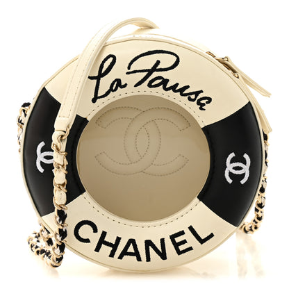 Chanel Lambskin Coco Lifesaver Round Bag Black White 1 of 12