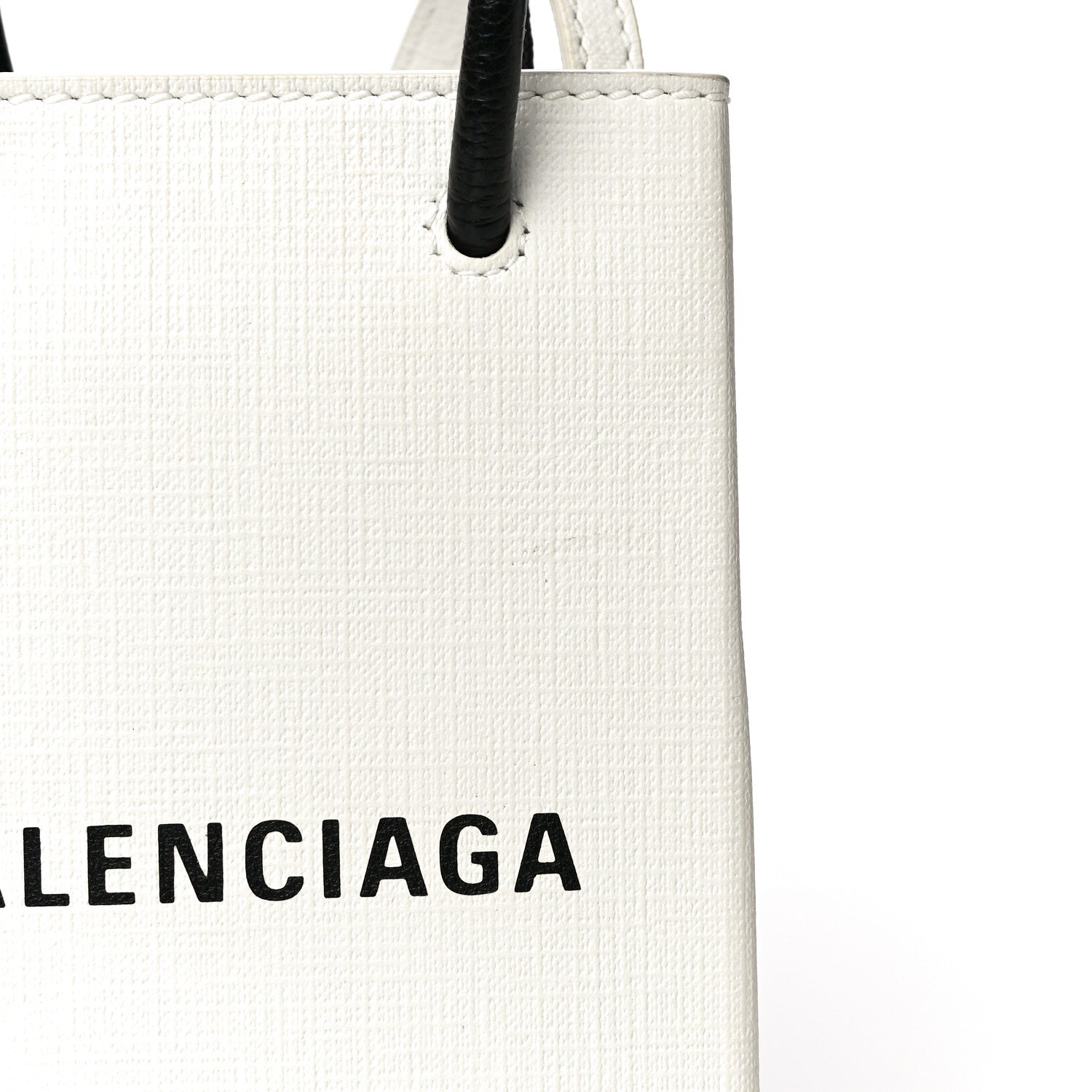 Balenciaga Squared Calfskin Logo Shopping Phone Holder Bag White 13 of 14