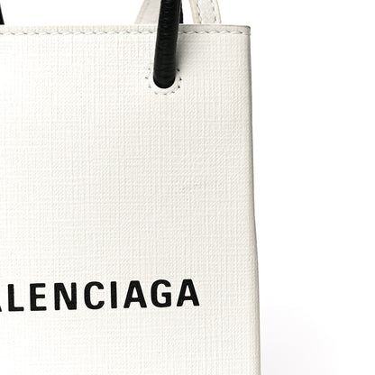Balenciaga Squared Calfskin Logo Shopping Phone Holder Bag White 13 of 14