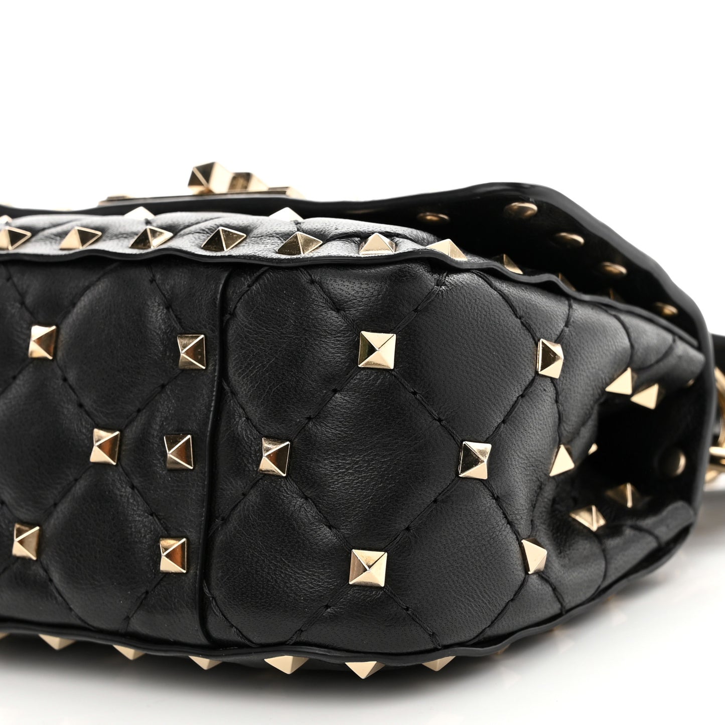 Nappa Micro Rockstud Spike Shoulder Bag Black