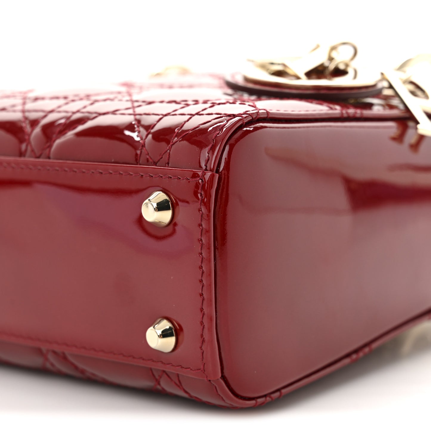 Patent Cannage Mini Lady Dior Red