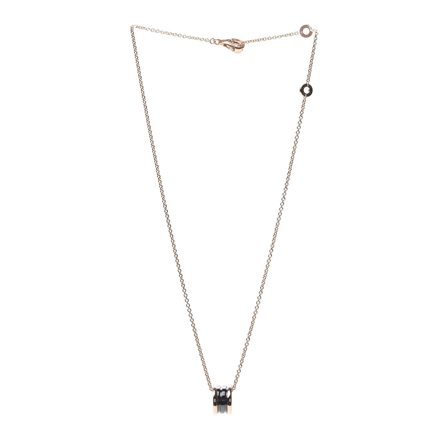 Bulgari 18K Rose Gold Black Ceramic B.Zero1 Pendant Necklace 3 of 8