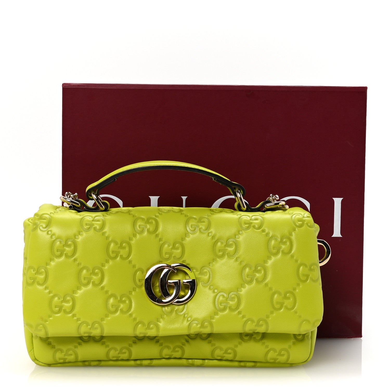 Gucci Lambskin Embossed Mini GG Milano Top Handle Shoulder Bag Light Green 11 of 11