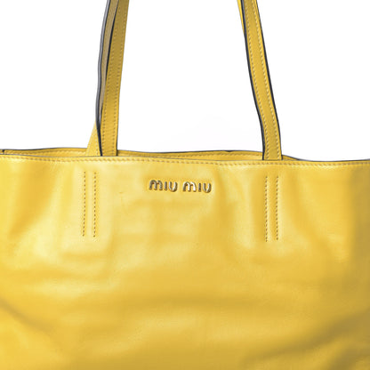 Miu Miu Vitello Soft Calf Tote Yellow 10 of 12