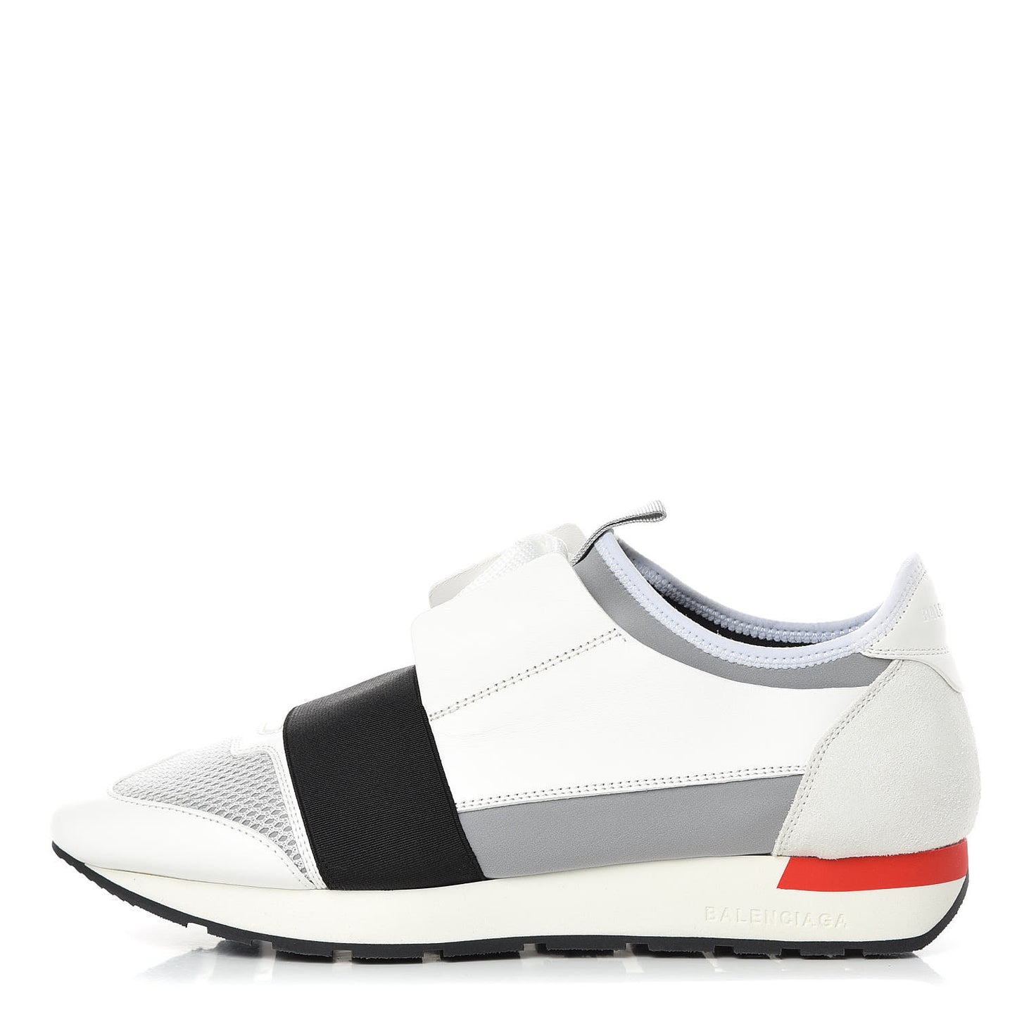 Mesh Calfskin Neoprene Suede Mens Race Runner Sneakers 41 White Black Gris