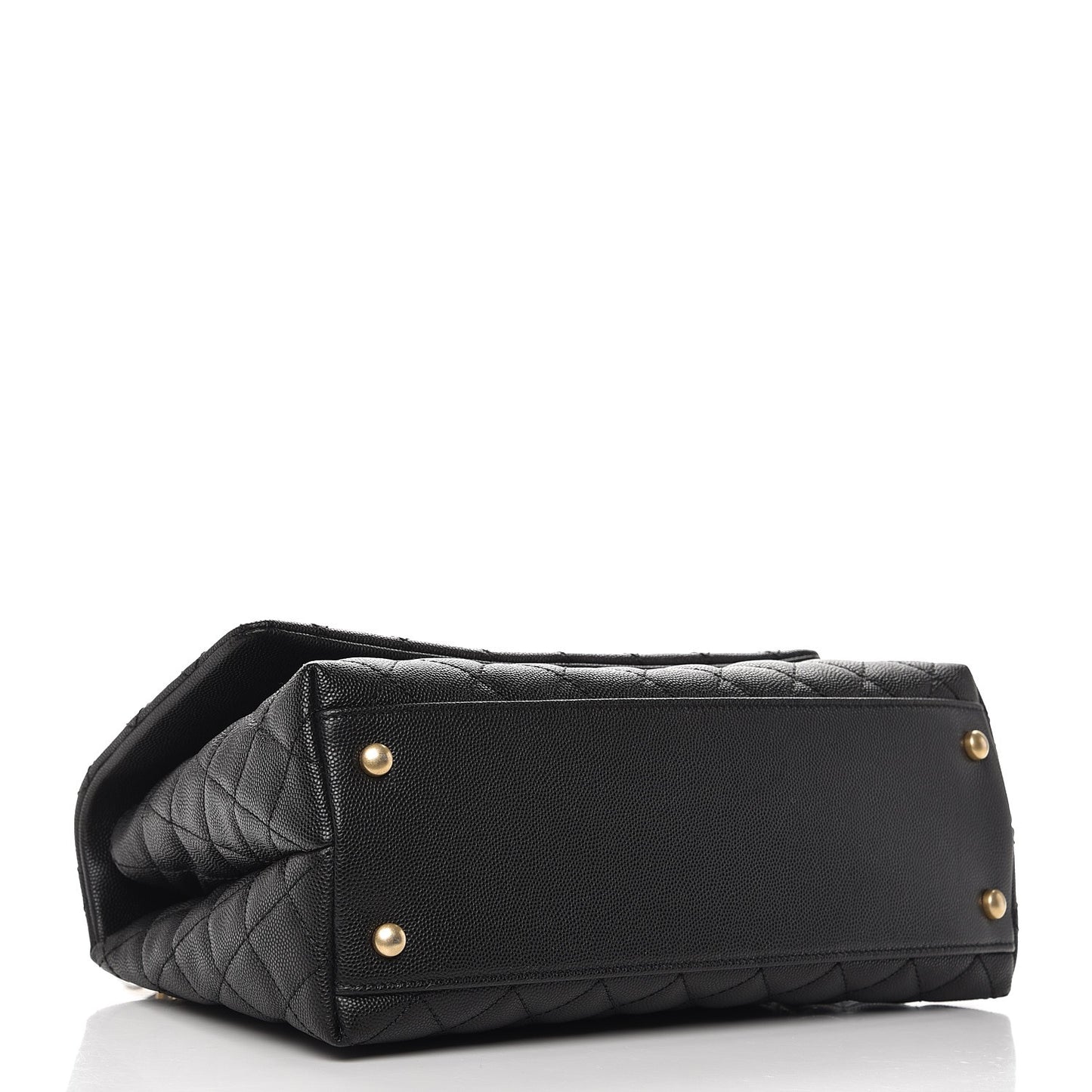 Caviar Lizard Quilted Small Coco Handle Flap Black