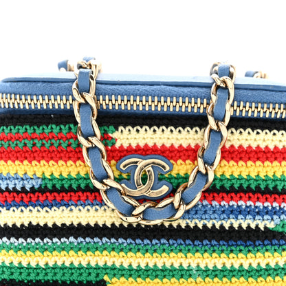 Chanel Lambskin Crochet Mini Vanity Case With Chain Blue Multicolor 8 of 13