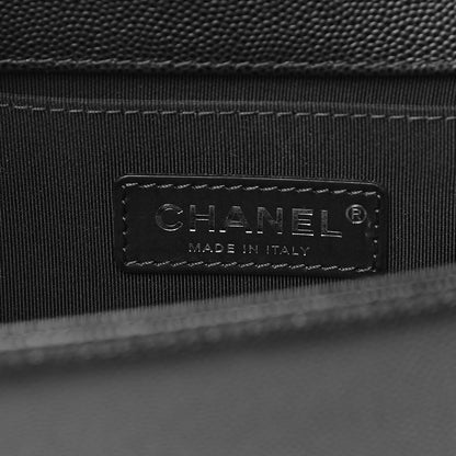 Chanel Caviar Chevron Quilted Medium Boy Flap Black 6 of 10