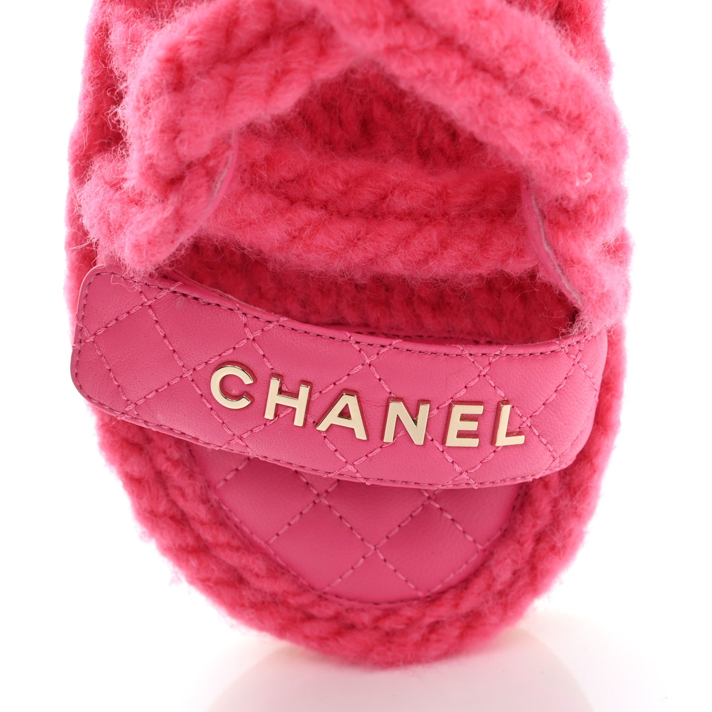 Cord Lambskin Quilted Logo Sandals 37 Pink