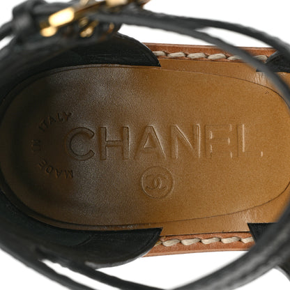 Chanel Calfskin Fantasy Chain Flat Sandals 36.5 Black 7 of 8