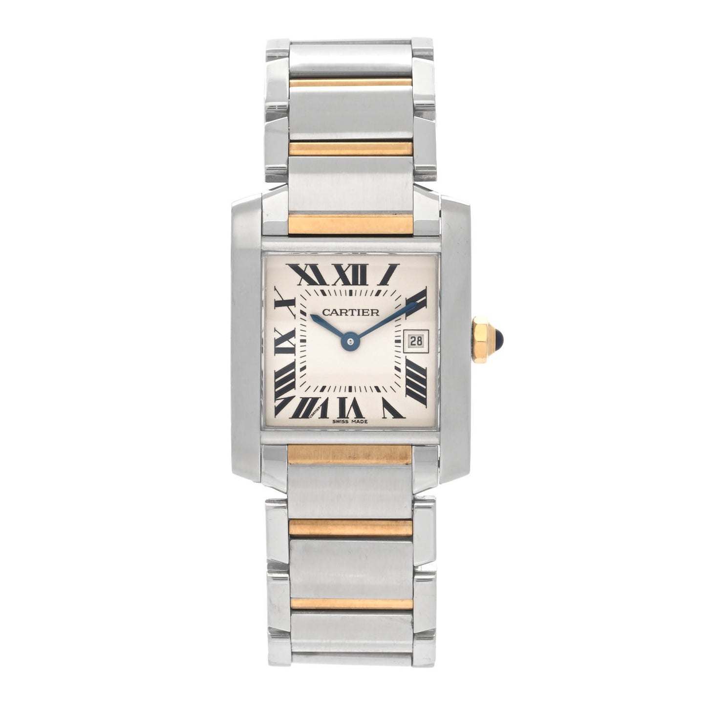 Stainless Steel 18K Yellow Gold 25mm Tank Francaise Quartz Watch