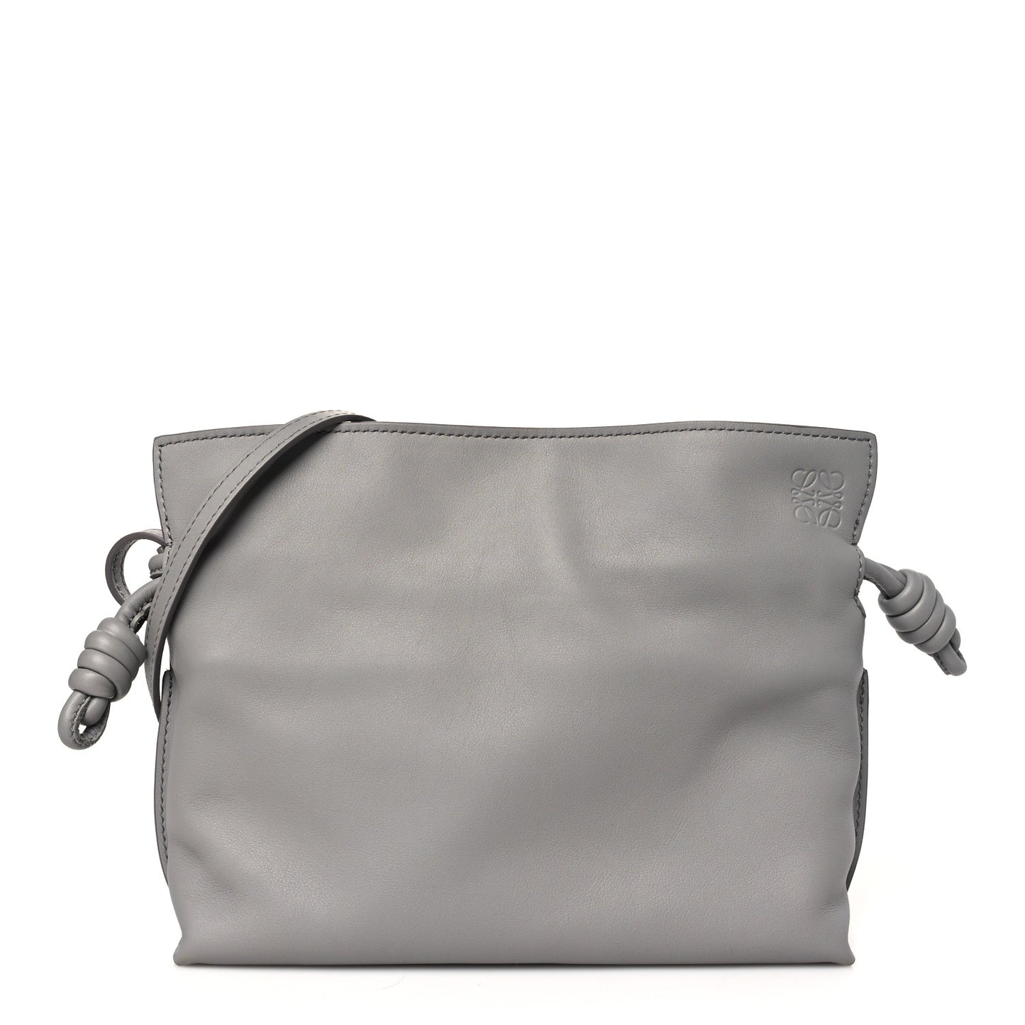 Calfskin Mini Flamenco Knot Clutch Clutch Pearl Grey