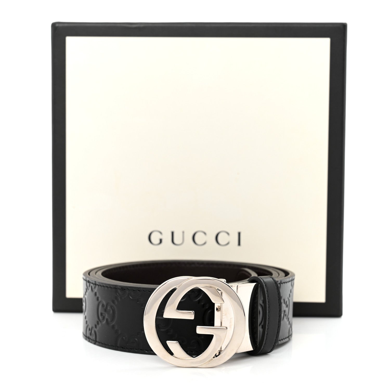 Gucci Guccissima Signature Interlocking G Reversible 37mm Belt 105 42 Black Cocoa 6 of 6