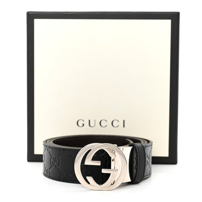 Gucci Guccissima Signature Interlocking G Reversible 37mm Belt 105 42 Black Cocoa 6 of 6