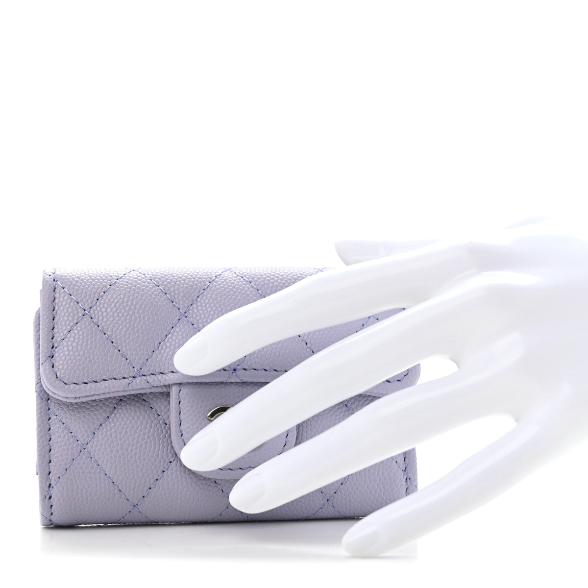 Caviar Quilted Classic 4 Key Holder Wallet Light Purple