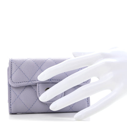 Chanel Caviar Quilted Classic 4 Key Holder Wallet Light Purple 2 of 10