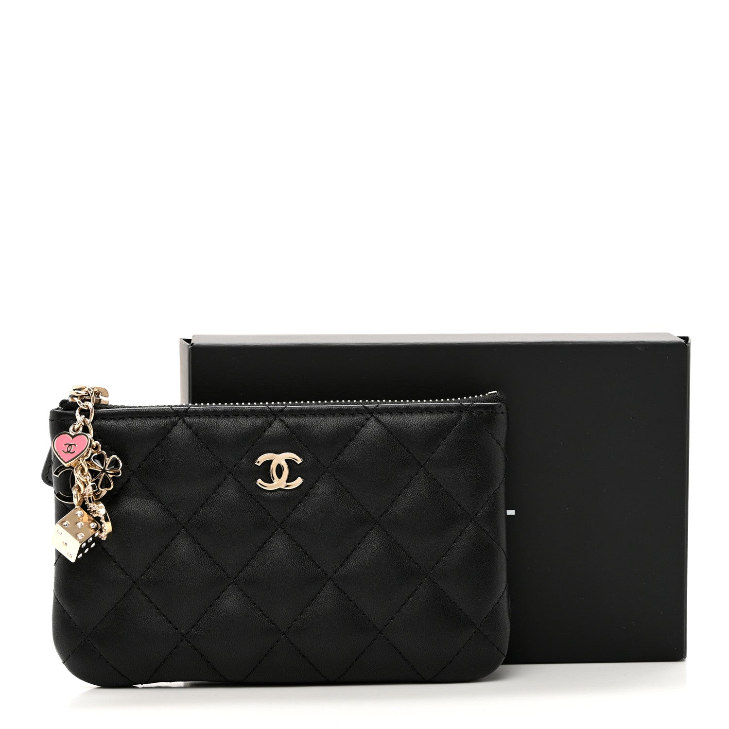 Chanel Lambskin Quilted Small Casino Cosmetic Case Black 8 of 8