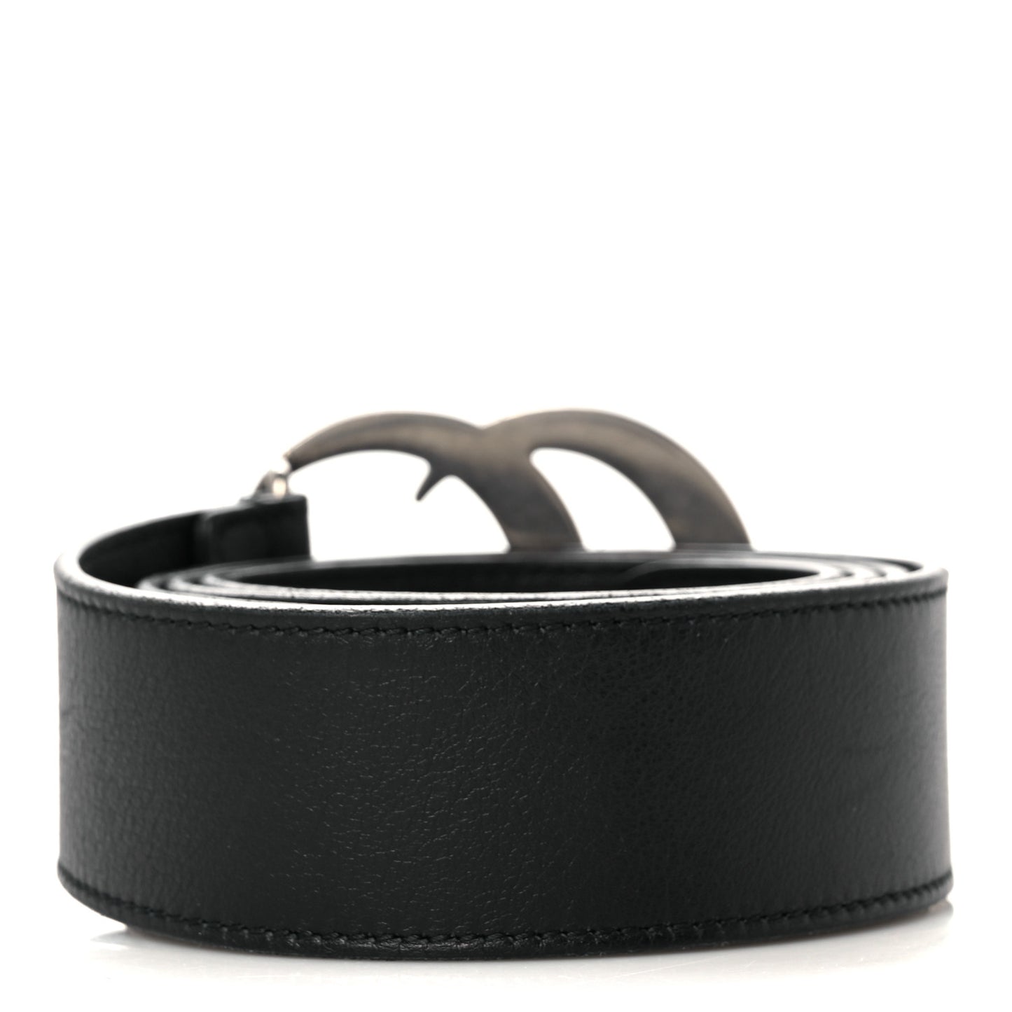 Moon Calfskin Nickel Double G 40mm Belt 95 38 Black