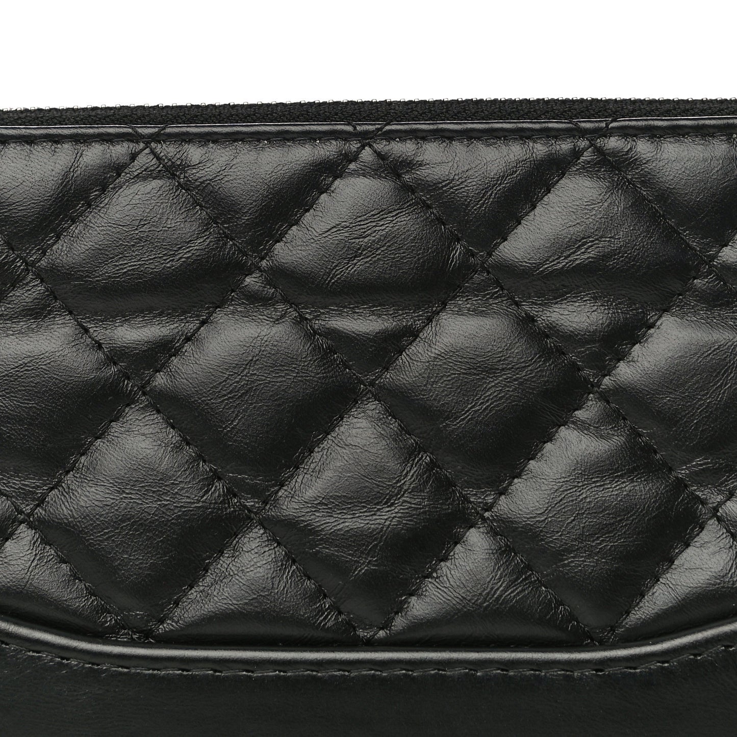 Aged Calfskin Quilted Small Gabrielle Clutch With Chain Black