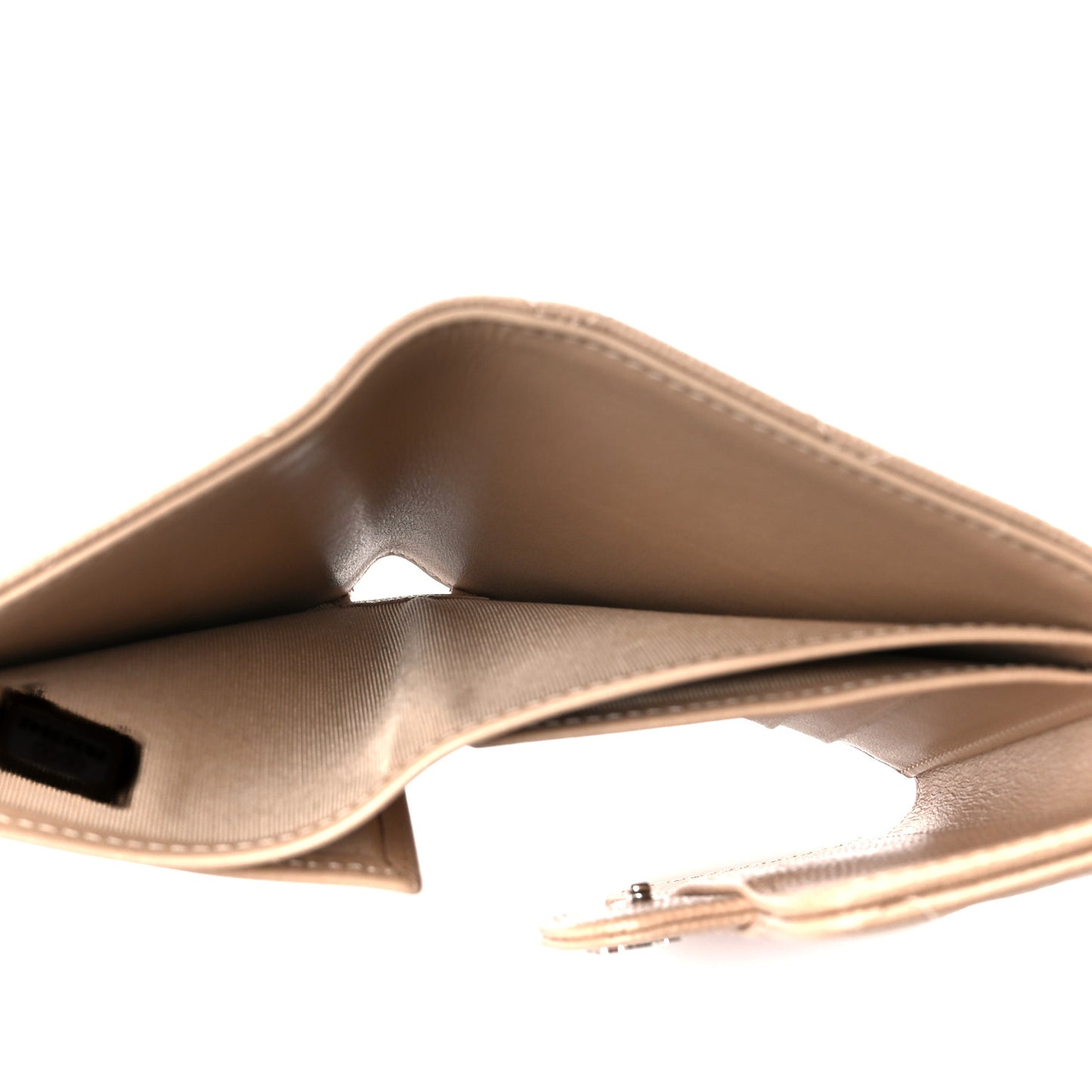 Caviar Quilted Compact Flap Wallet Beige