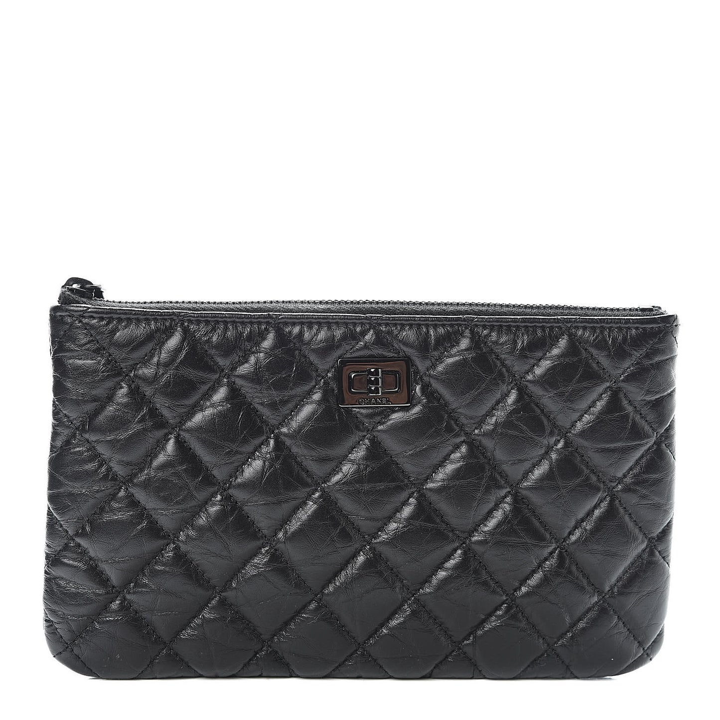 Aged Calfskin Quilted Medium Reissue Cosmetic Case So Black