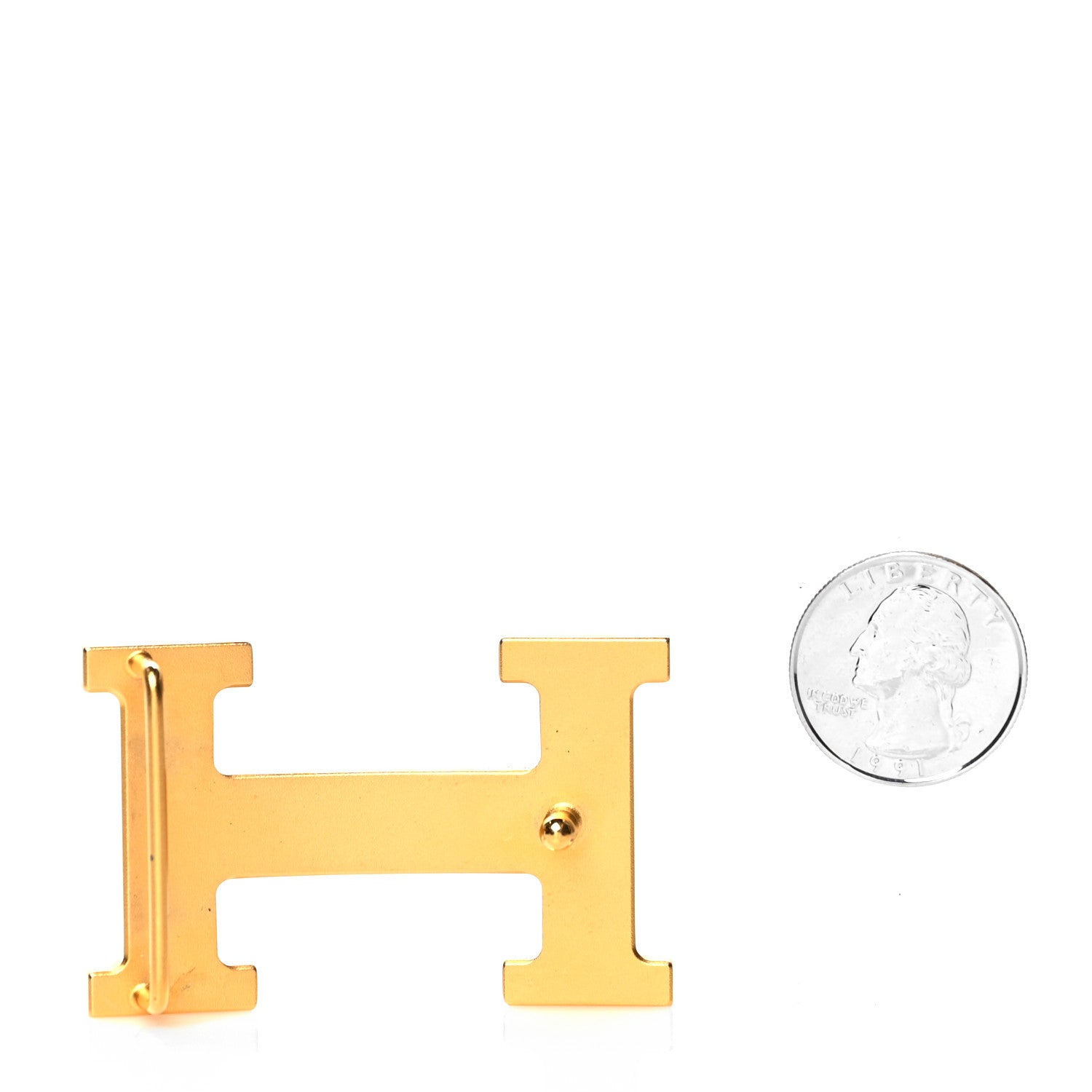 Hermes Brass Gold Plated 32mm Strie H Belt Buckle 2 of 3