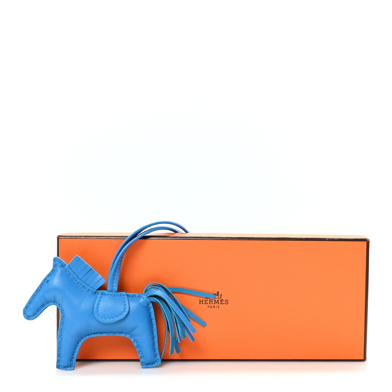 Hermes Milo Lambskin Grigri Rodeo Horse Bag Charm PM Bleu Zanzibar