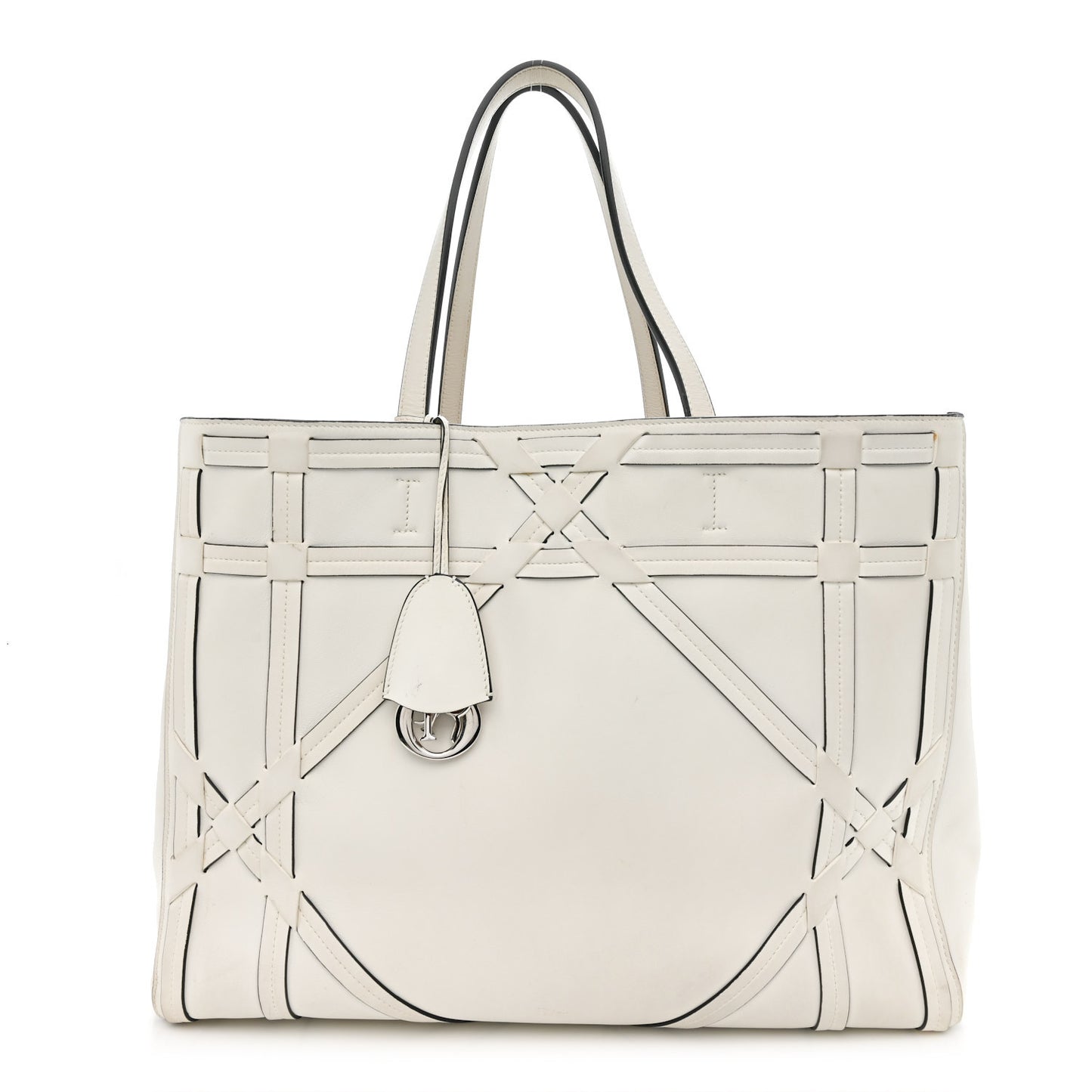 Calfskin Woven Giant Cannage Connect Tote White