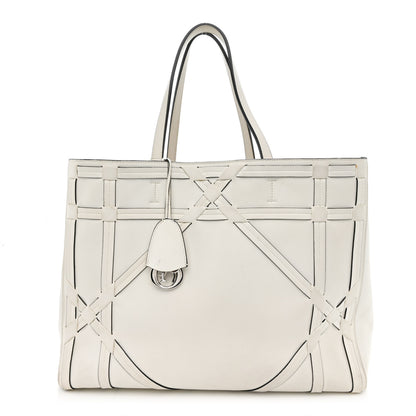 Christian Dior Calfskin Woven Giant Cannage Connect Tote White 1 of 16