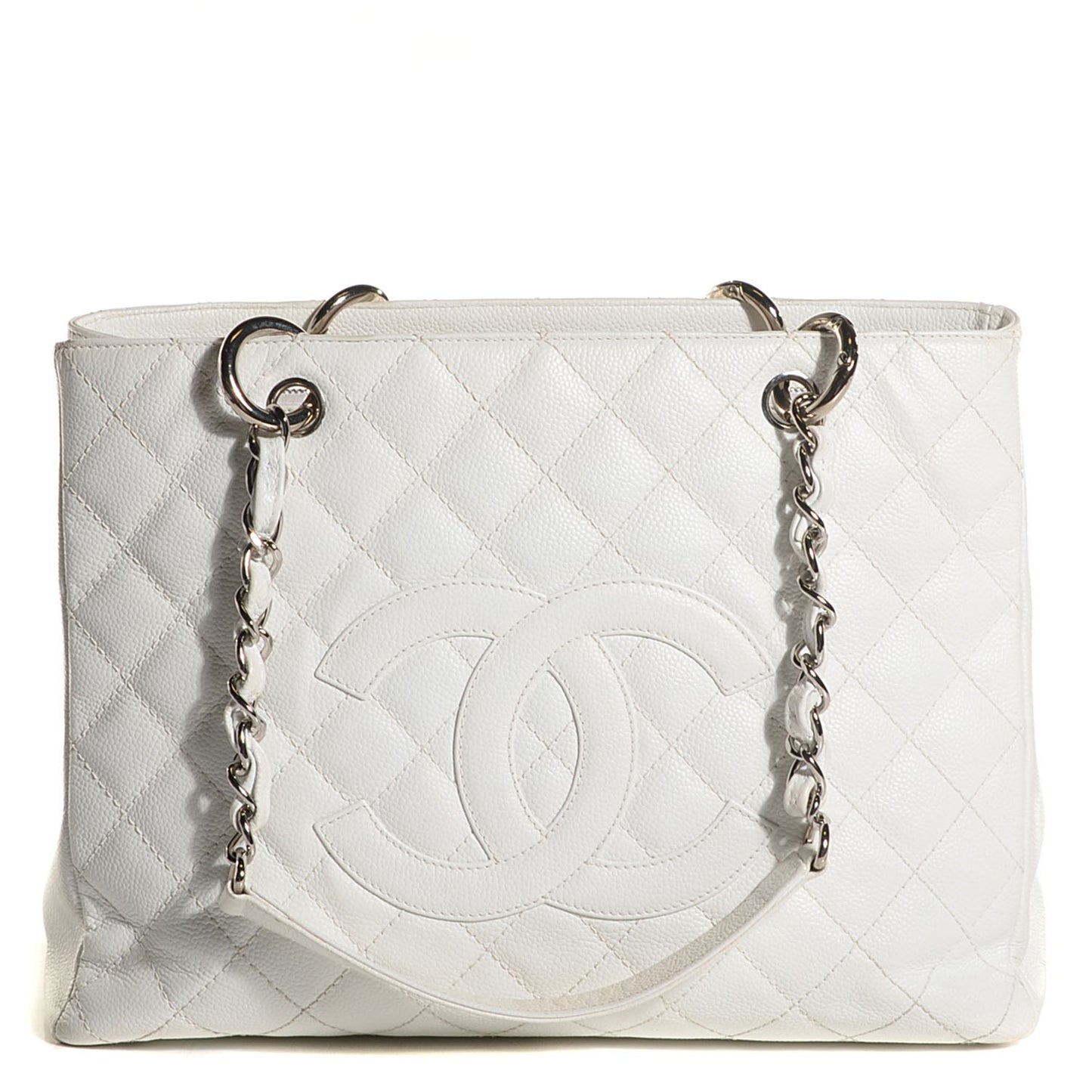 Caviar Quilted Grand Shopping Tote GST White
