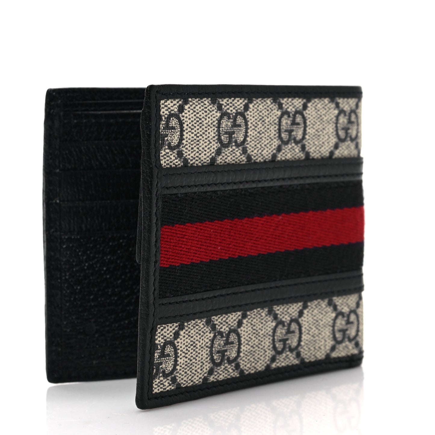 GG Supreme Monogram Web Mens Ophidia Bi-Fold Coin Wallet Beige Blue