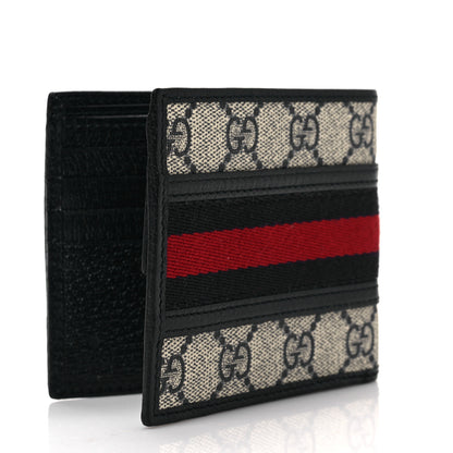 Gucci GG Supreme Monogram Web Mens Ophidia Bi-Fold Coin Wallet Beige Blue 3 of 7
