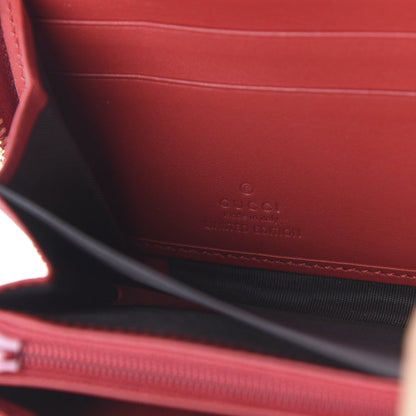 Gucci GG Supreme Monogram Bosco Patch Zip Around Wallet Beige Malva Hibiscus Red 5 of 6
