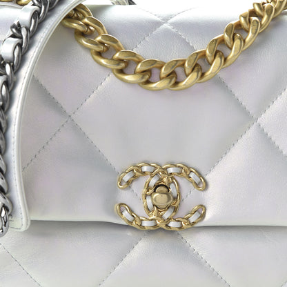 Chanel Iridescent Calfskin Quilted Medium 19 Flap White 10 of 10