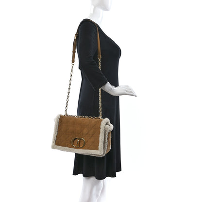 Christian Dior Shearling Cannage Large Caro Bag Camel 2 of 10