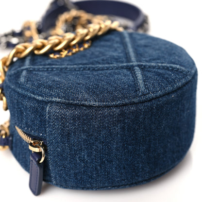Chanel Denim Quilted Chanel 19 Round Clutch With Chain Blue 8 of 9