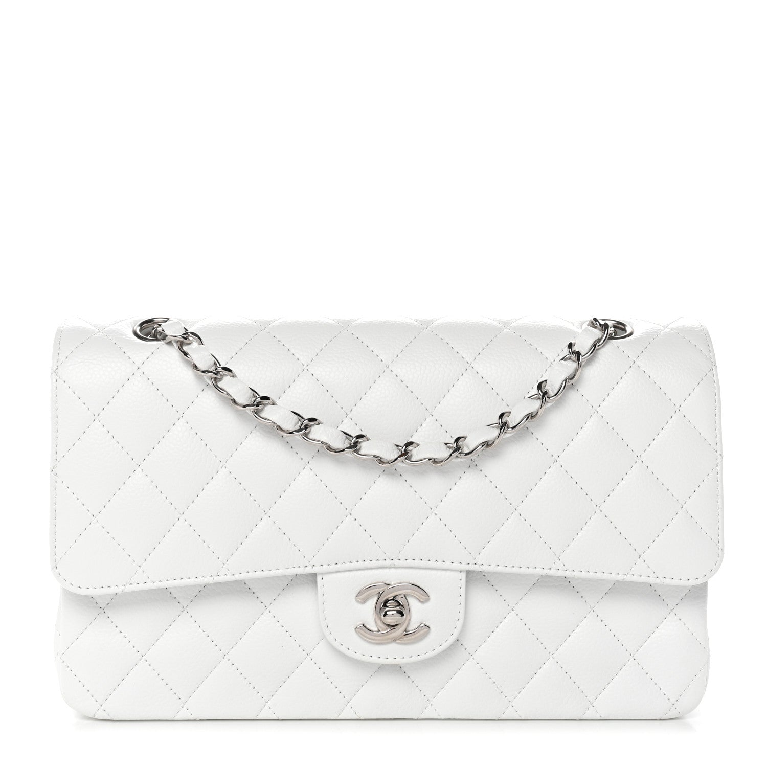 Chanel Caviar Quilted Medium Double Flap White 1 of 14